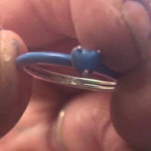 Pandora Silver Ring with Blue Heart chakra edition